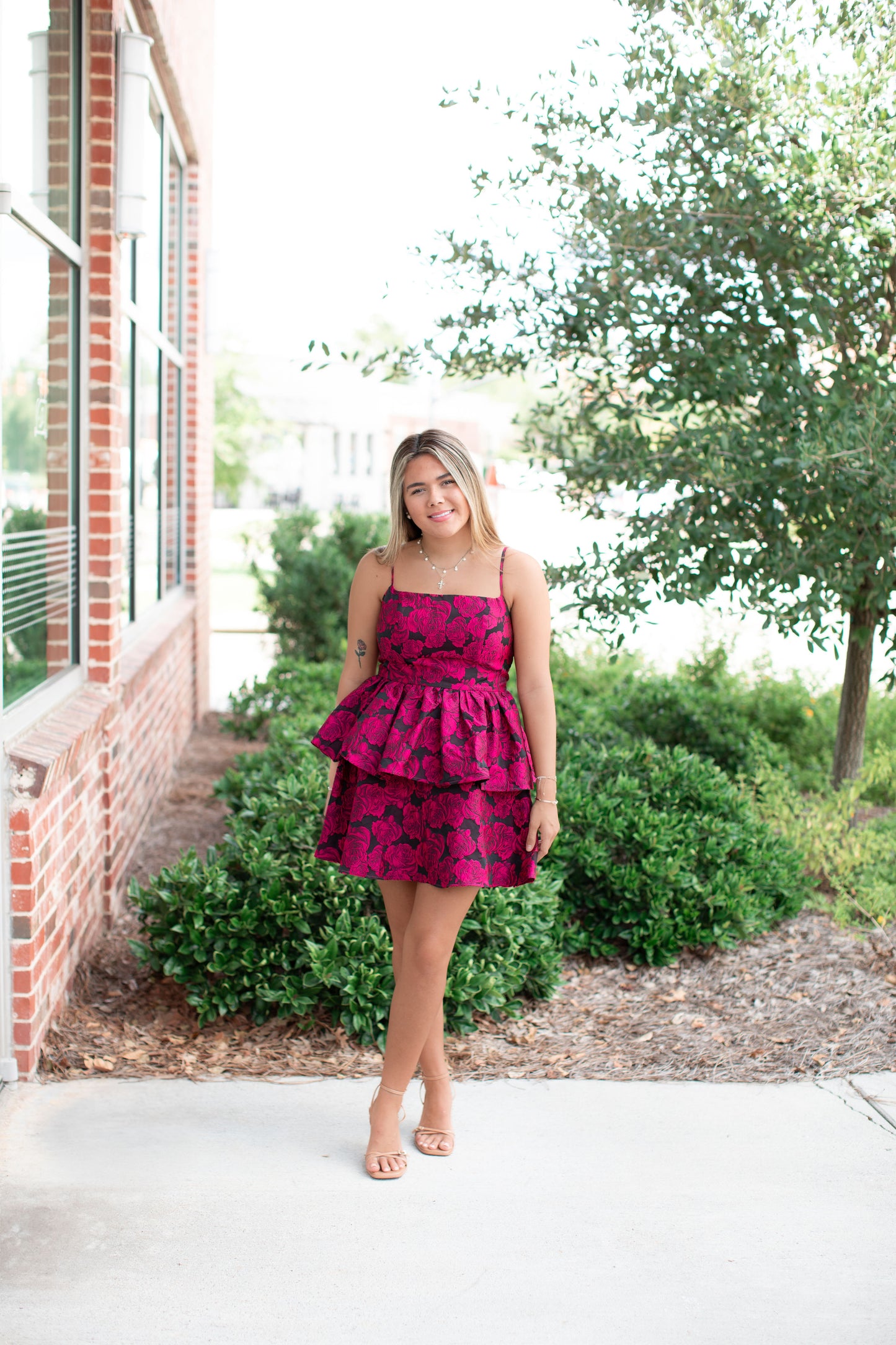 Jacquard Peplum Mini Dress