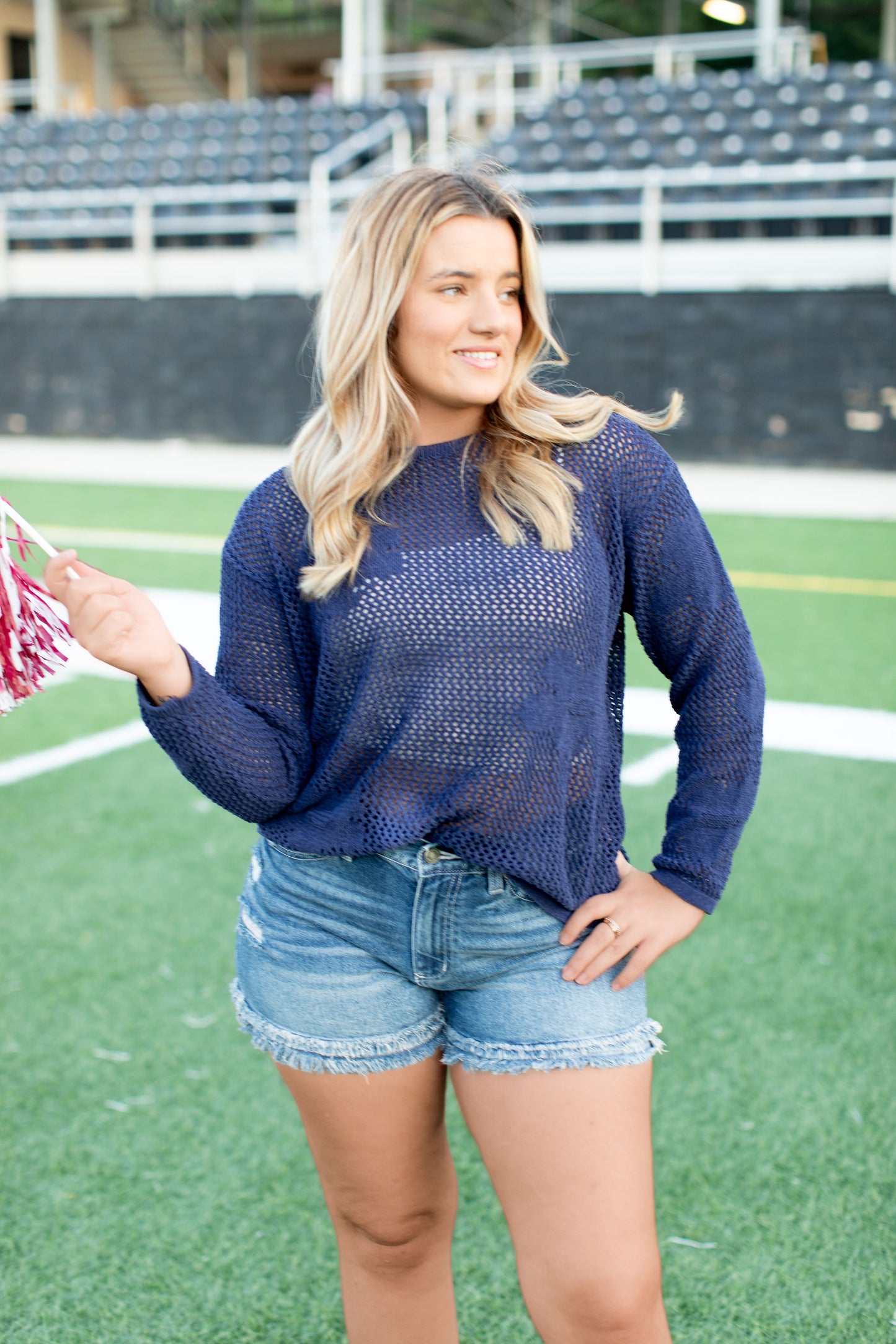 Navy Flower Detail Sweater