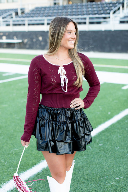 Black Tiered Foil Skort