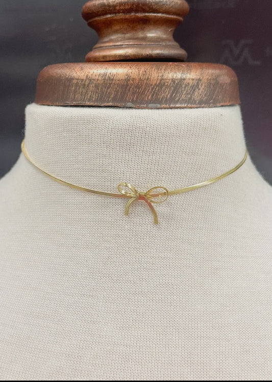 Gold Bow Necklace