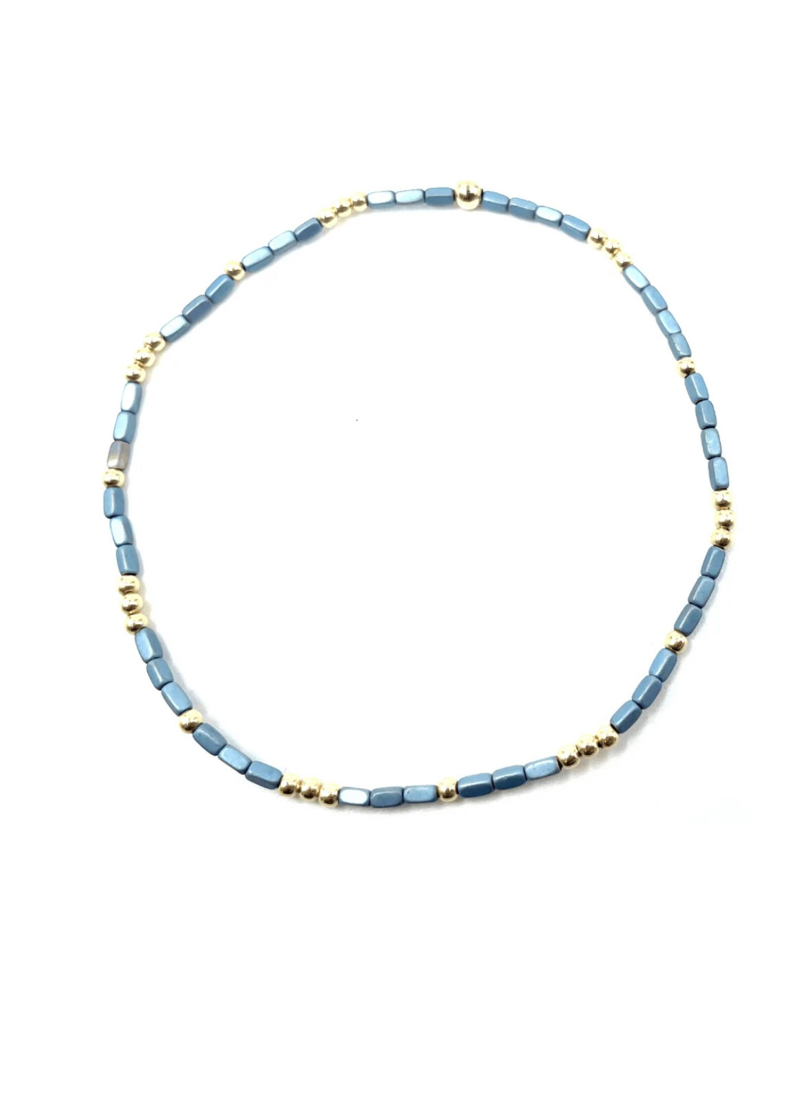 2mm Harbor Blue + Gold Filled Waterproof Bracelet