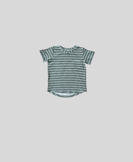 Kids Sage Stripe Pocket Tee