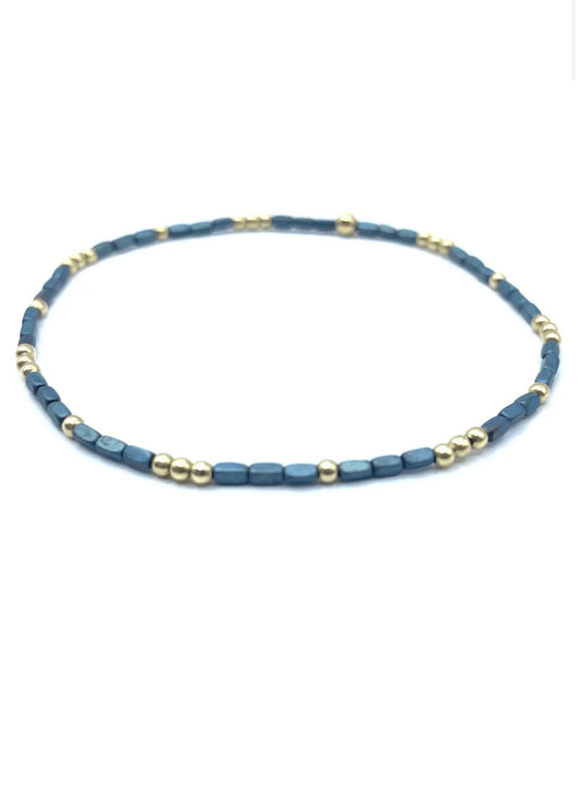 2mm Harbor Blue + Gold Filled Waterproof Bracelet