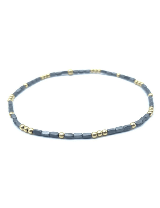 2mm Harbor Dark Gray + Gold Filled Waterproof Bracelet