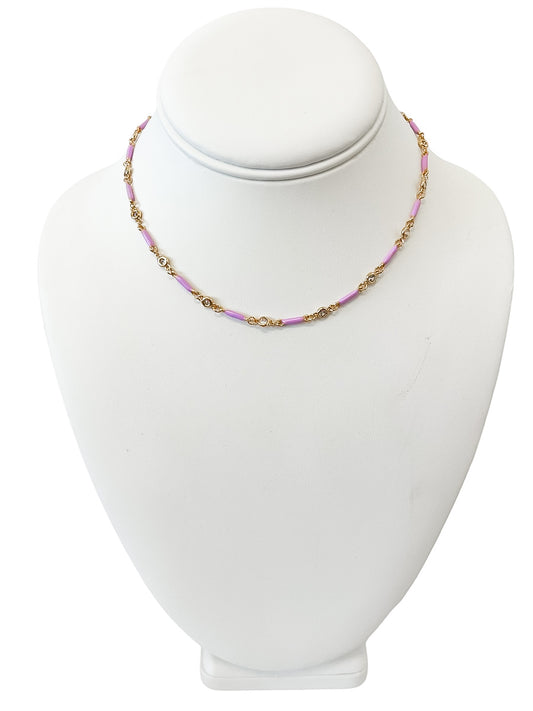 Mini Lavender Enamel Bars Necklace