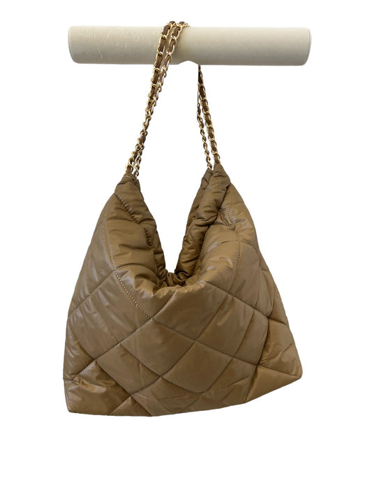 Brown Puffer Quilted Hobo Tote