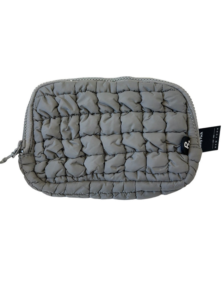 Gray Puffer Quilted Fanny Pack