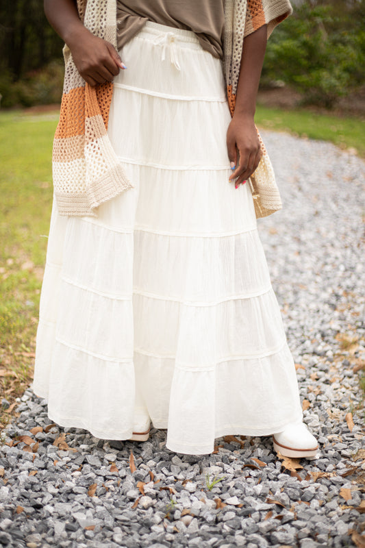 Cotton Tiered Maxi Skirt