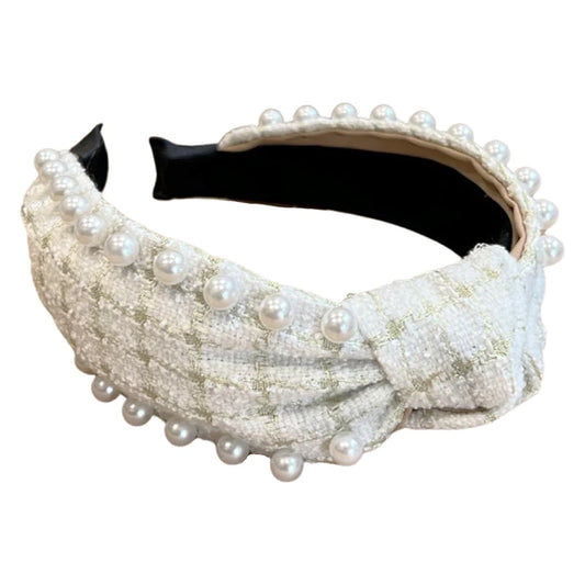 It Girl Pearl Headband-Cream