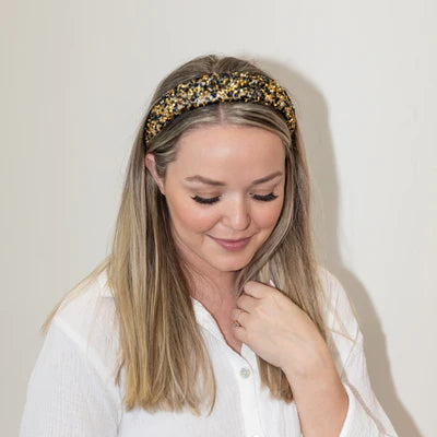 All That Glitters Headband-Black + Gold