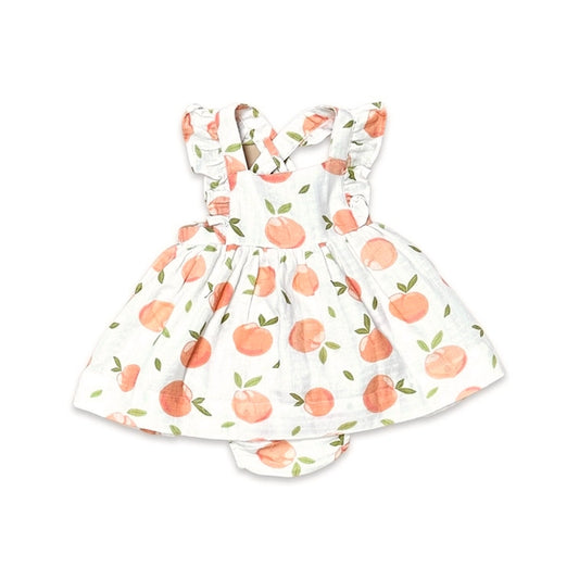 Peaches Ruffle Cross Back Dress + Bloomer