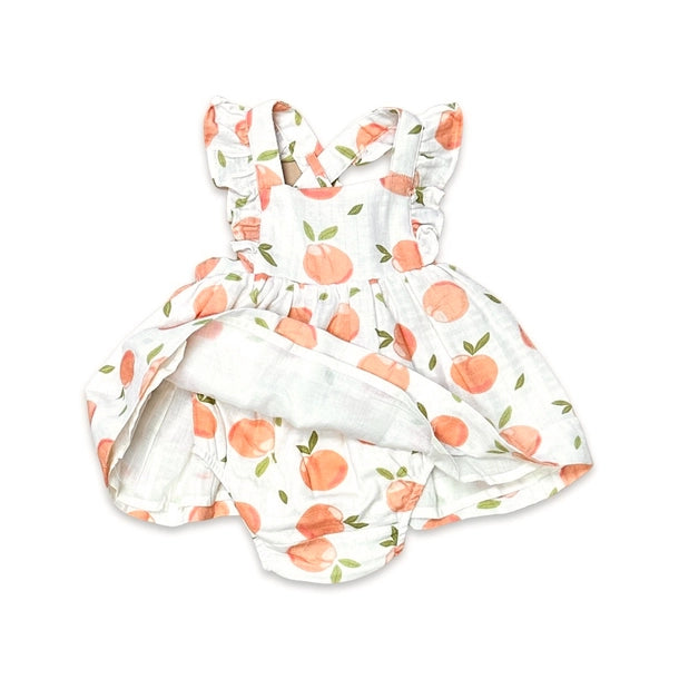 Peaches Ruffle Cross Back Dress + Bloomer